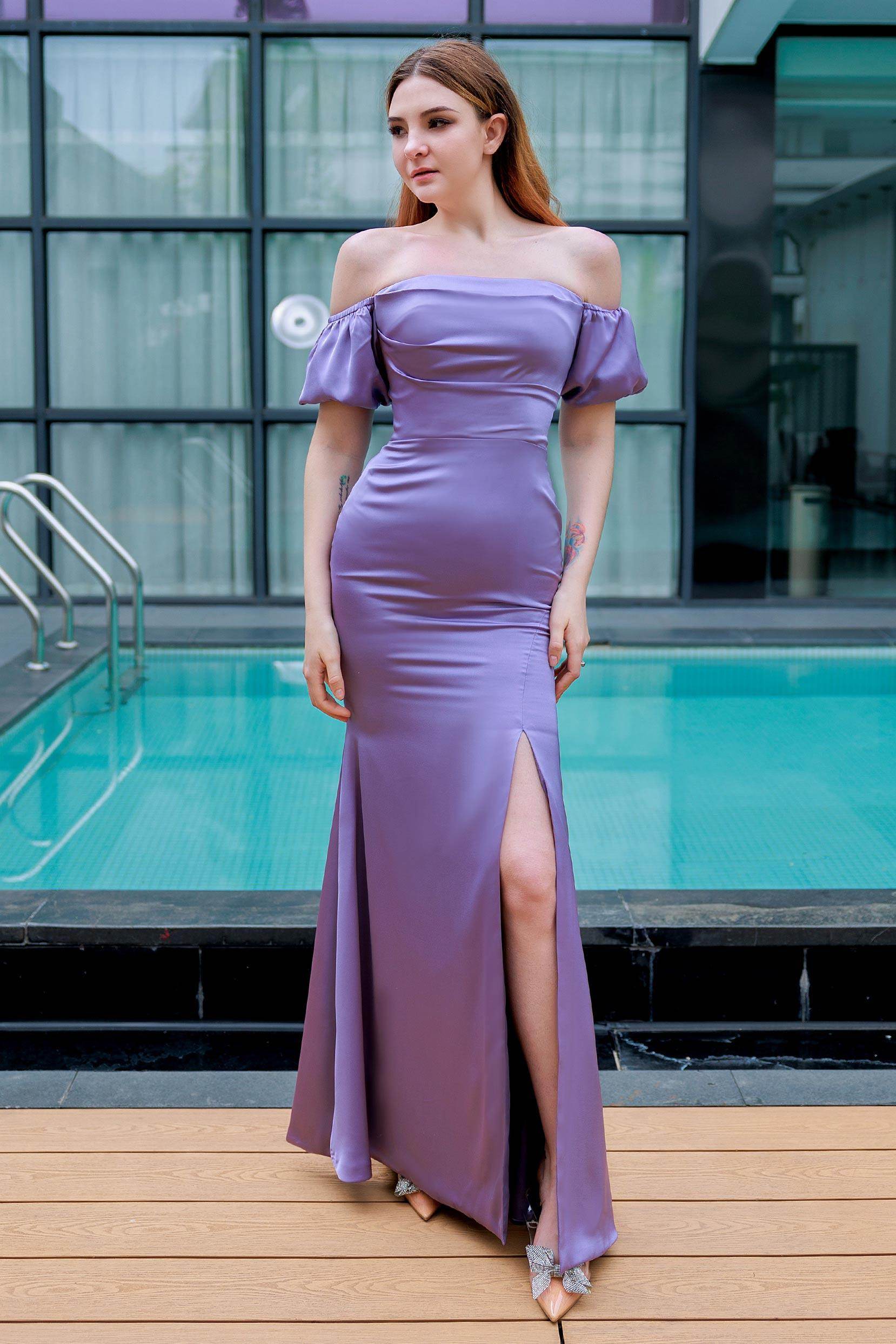 Sheath-Column Floor Length Luxe Satin Bridesmaid Dress CB0712 - COCOMELODY